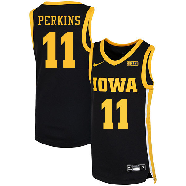 Men #11 Tony Perkins Iowa Hawkeyes College Basketball Jerseys Sale-Black